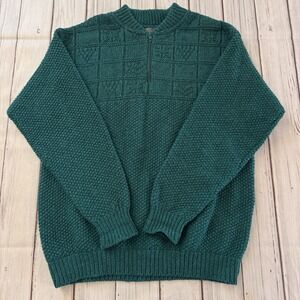 Vintage 1980s Pendleton Wool Sweater Mens M Green‎ 1/4 Zip Talon USA Knit Rare!